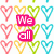 Colorful heart pattern with text overlays and a black-and-white photo section at the bottom.