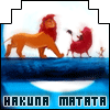 A static pixelated image shows a lion, a red character, and a small figure on a blue platform with text below.