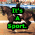 A four- shows a horse and rider jumping obstacles with overlaid text: "It's A Sport." in green, "Gotta Problem?" in purple, and "Get Over It." in pink