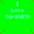 Green background with repeated light blue text "I Love TarziiB10" and scattered red dots, one gray rectangle in bottom-right corner.