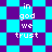 Pixelated text 'in god we trust' repeated across a blue and purple checkered background with diamond-shaped