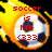 Pixelated soccer ball with fiery yellow-orange border, red text 'SOCCER', 'is', 'life', and '(333)' overlaid on white-and-blue panels.