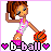 Pixel art contact sheet of a cheerleader character holding a basketball, with text "b-ball" and hearts below her in six frames showing slight pose variations.