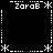 Black background with white pixelated text and symbols forming a symmetrical border pattern.