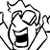 Black-and-white pixelated icon shows a stylized figure with flowing hair holding a rectangular object, surrounded by abstract curved lines.