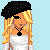 Pixel art contact sheet of six female character icons with varying outfits and headwear, plus text elements on a light blue background.