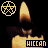 Animated sequence of candle flames with alternating pentagram symbols above, each flame labeled 'HICCAN' on a black background.