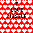 Red pixelated background with white and pink hearts, displaying "I LOVE MYSELF" text in black block letters across two identical sections.