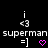 Pixel art animation of three identical 'superman' text with heart symbols, each showing a pink heart changing from solid to outlined state