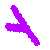Purple pixelated Y-shaped figures in various orientations on a gray background, arranged in four of five