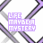 Animated icon with repeating geometric pattern and changing text elements in purple, pink, green, blue, and cyan colors.