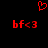Red pixelated heart symbol above two identical red text strings on black background.