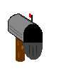 Animated contact sheet of a gray mailbox icon with red flag, showing sequential frame changes including eyes, mouth expressions, and paper delivery actions.