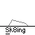 Pixelated character in green sweater and red hat skis across gray background with white text "Sk8ing" below.