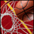 Pixelated basketball hoop with net and ball, red background , text reading 'basketball' and '= life'