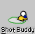 Animated icon of a yellow figure with white head and blue shoulder, holding a small blue ball on green oval base.