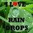 Static pixelated icon with green background and text reading "I LOVE RAIN DROPS" where the 'O' in LOVE is a red heart symbol.