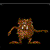 Animated contact sheet of a brown cartoon monster with white eyes and orange feet in six sequential poses against black background.