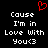Red pixelated heart symbol above white text reading 'Cause I'm in Love With You<3' on black background.