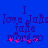 Blue background with purple text reading "I love Jats" above "jade marqo" and pink heart symbols, showing animation changes in the lower-right symbol.