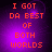 Pixelated text reads "I GOT DA BEST OF BOTH WORLDS" in red on a purple gradient background with dark edges.