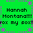 Green background with pink pixelated borders and text repeating 'Hannah Montana!!!' and 'box my sox' in black font.