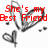 Animated icon with red text and black heart doodles on white background, showing sequential changes in text phrases.