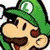 Pixelated character with green hat and mustache, red-shirted character with blue overalls, and green dinosaur-like creature with red heart symbol.