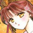 Anime-style character with brown hair and yellow eyes, wearing a yellow top, against a warm-toned pixelated background.