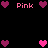 Pixelated pink and magenta heart shapes arranged around the word 'Pink' on a black background, with varying heart sizes and positions.