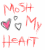 Animated contact sheet showing three sequential frames of a buddy icon with red handwritten text and heart symbols on white background.