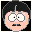 Pixelated cartoon character with black hair and glasses displays six distinct mouth expressions across a
