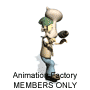 Animated character with raccoon head, green cap, tan vest, blue pants, holding various objects across frames.