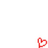 Red pixelated heart symbols appear in three positions against a white background with a gray rectangle at the bottom right.