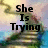 A four- displays text fragments over a blurred background of stairs and sky, with each showing different words