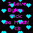 Pixelated text and cyan hearts on black background with pink text reading "I Love Dylan Mick so Much! <3" repeated across the image.