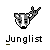 Pixelated badger head with raised paw, white '1' on chest, and 'Junglist' text below on gray background.