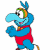 A pixelated animated buddy icon featuring a blue Muppet character with orange goggles and red overalls on the left, next to green text reading "Original Icons .com" on a dark green background.