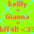 Bright green background with cyan diamond lattice pattern, red text elements arranged in two identical vertical sections with plus signs and equals signs between names and symbols.