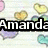 A static image with a white background featuring multiple heart shapes in pastel colors and the name "Amanda" displayed prominently.