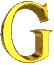 Golden 3D letter Gs arranged in a , each with distinct lighting and reflection variations across three