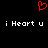Red pixelated heart symbol above two identical lines of white text reading 'i Heart u' on a black background.