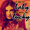 repeated identical frames showing a person with long curly red hair against a warm-toned background with overlaid text