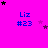 A bright pink background displays multiple 'Liz #23' text labels with scattered black and purple stars, some of which shift position across frames.