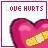 Pixelated icon with text 'LOVE HURTS' above a pink heart shape containing yellow and orange gradient elements.