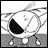 A 48x48 pixel buddy icon featuring a grayscale cyborg character with one black eye, mechanical limbs, and a circular body on the left side, paired with "Anime IM" text in white stylized font on a black background on the right side.