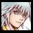 A 48x48 pixel animated buddy icon featuring a cartoon character with spiky brown hair and closed eyes on the left, paired with stylized text "Anime IM" and "com" on a black background to the right.