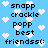 Blue background with white pixelated hearts and black text reading 'snapp crackle popp best friendsss:' arranged in a pattern