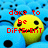 Yellow smiley face with black eyes and mouth on blue background with black dots, red text overlays reading 'dare to be different' and 'it could turn out to be a good thing'.
