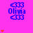 blue 'Olivia' text icons with fish symbols on a pink background, each icon surrounded by red heart symbols that vary in quantity